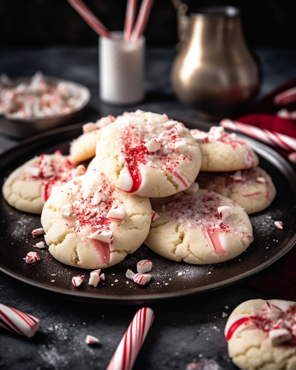 Candy Cane Whipped Shortbread Cookies