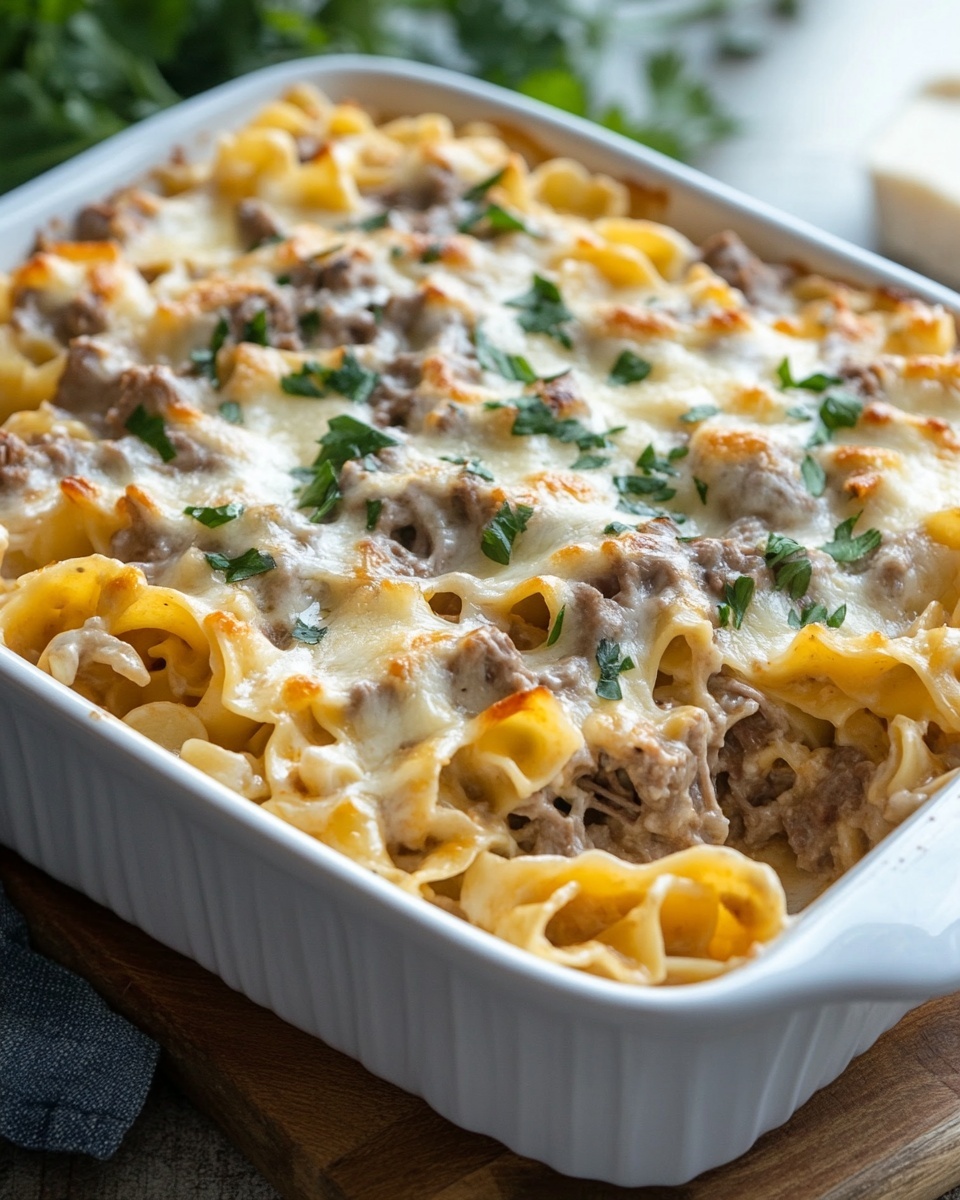Creamy Sour Cream Beef Noodle Casserole
