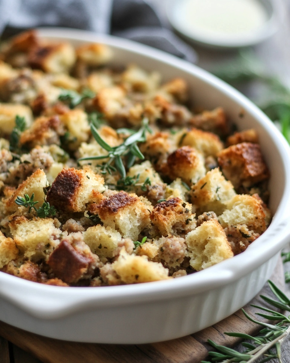 Delicious Herb-Infused Sausage Stuffing with Crispy Bites