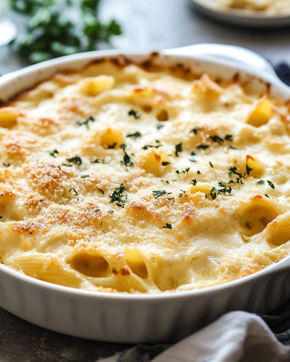 Easy Creamy Garlic Parmesan Pasta Bake Recipe | Weeknight Dinner Idea