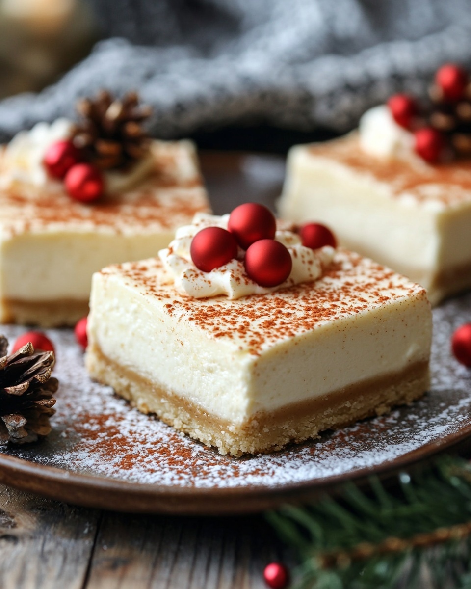 Eggnog Cheesecake Bars