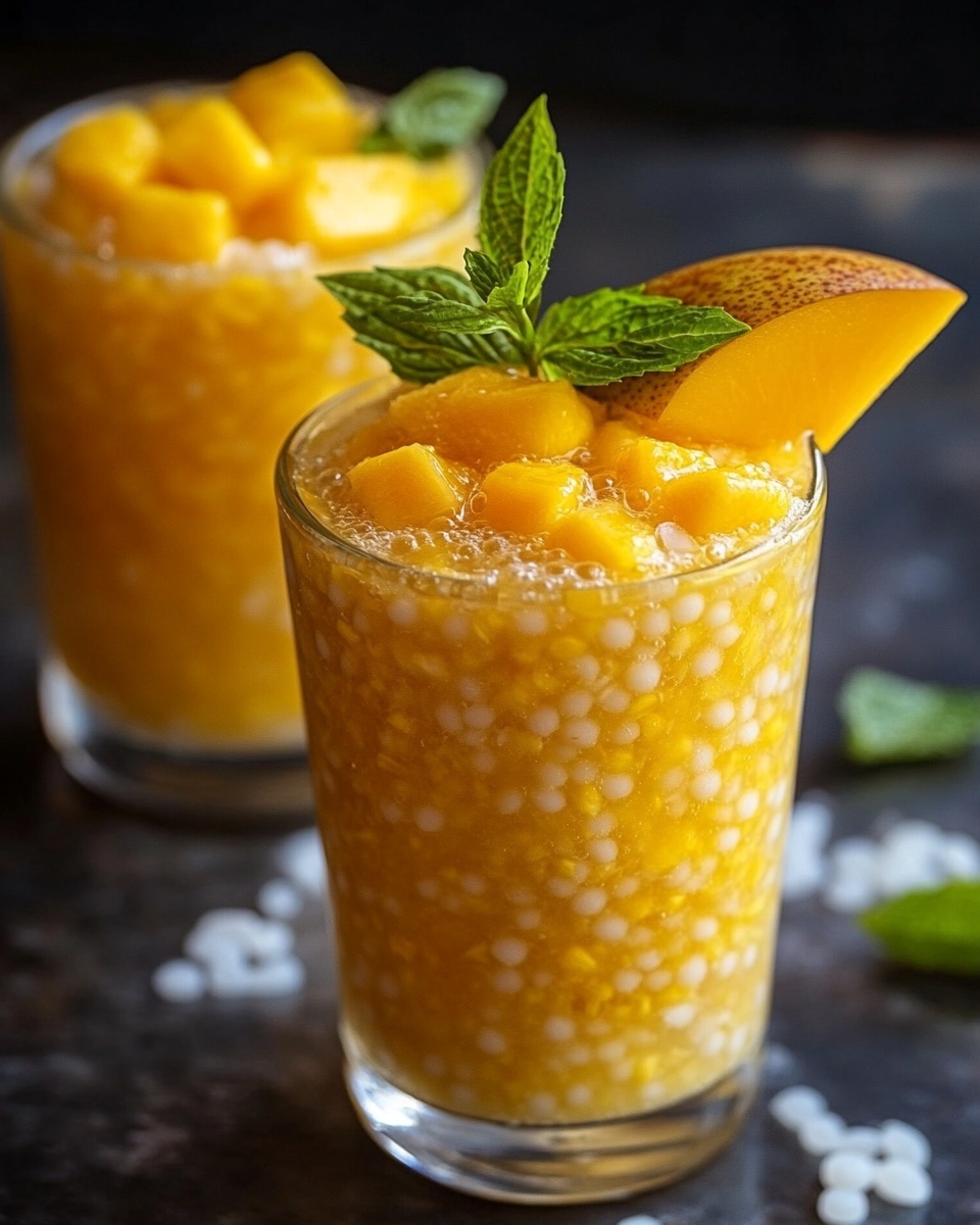 Refreshing Coconut Mango Sago with Tapioca Pearls