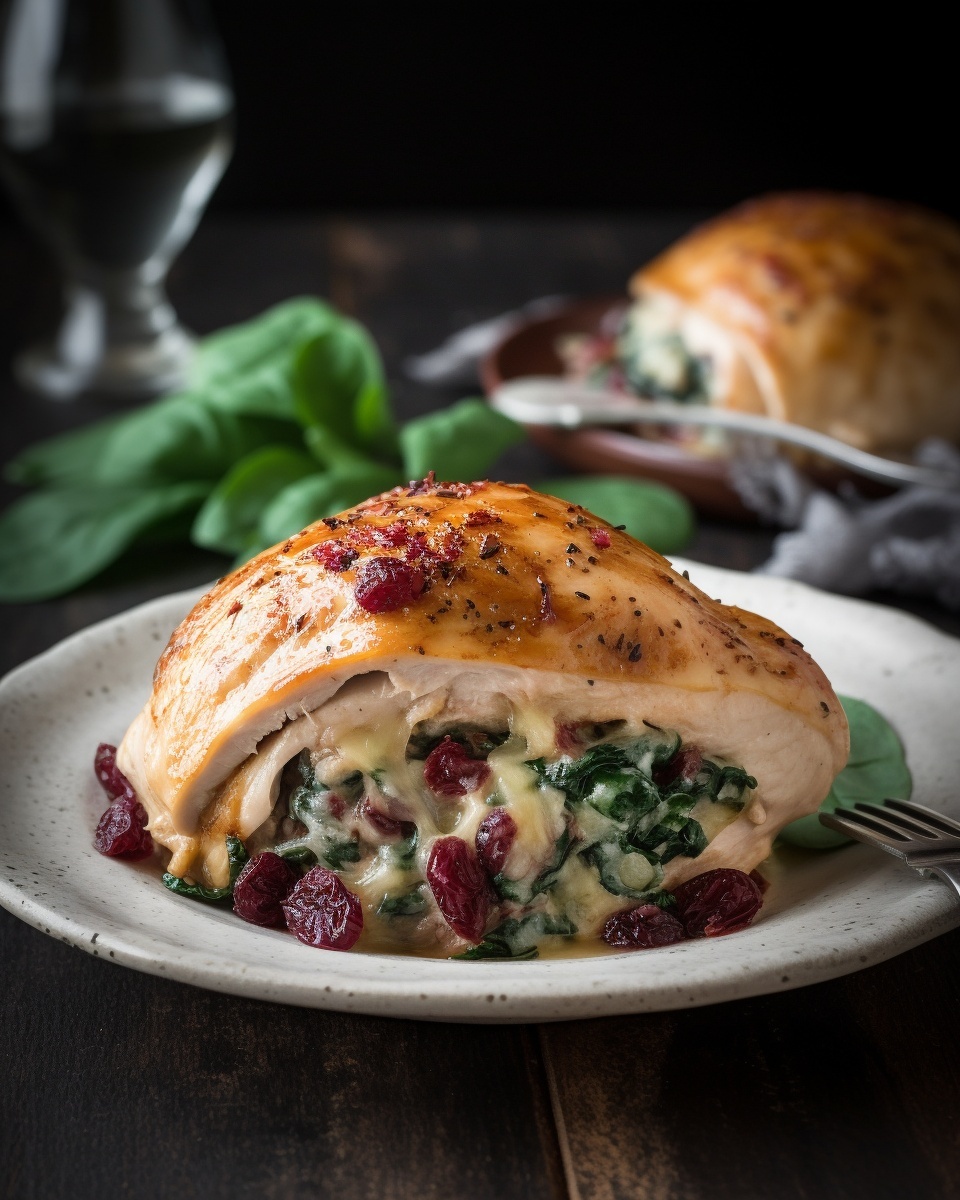 Spinach Cranberry Stuffed Chicken Breast Recipe | Easy Elegant Dinner