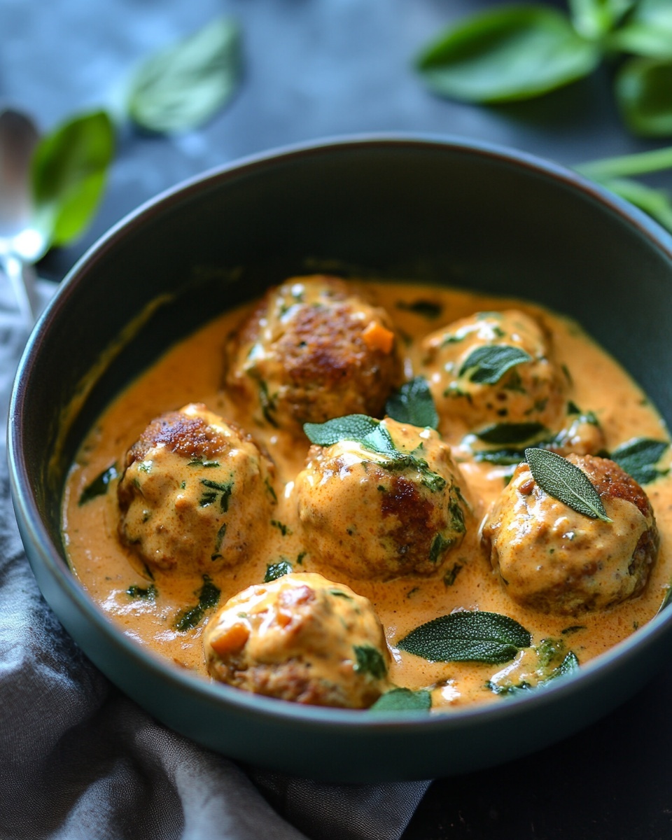 Turkey Meatballs in Creamy Pumpkin Sage Sauce